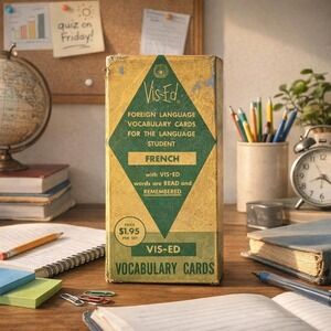 Vintage Vis-Ed French Vocabulary Cards Set 1000 Words Language Study